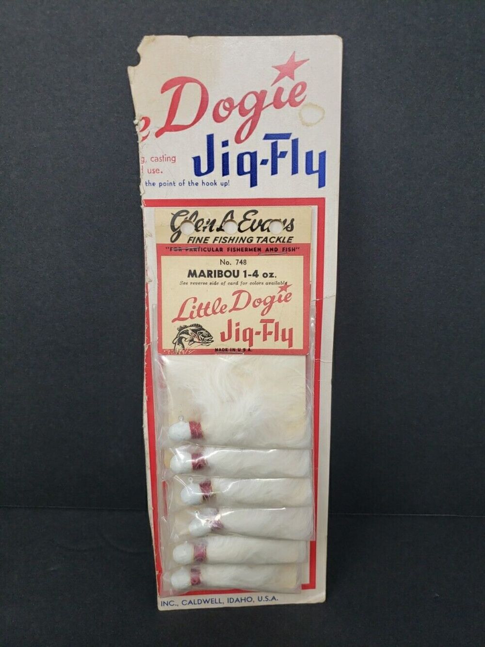 Glen L Evans Little Dogie Jig Fly NOS VTG 1950s On Original Card Display #748 WH
